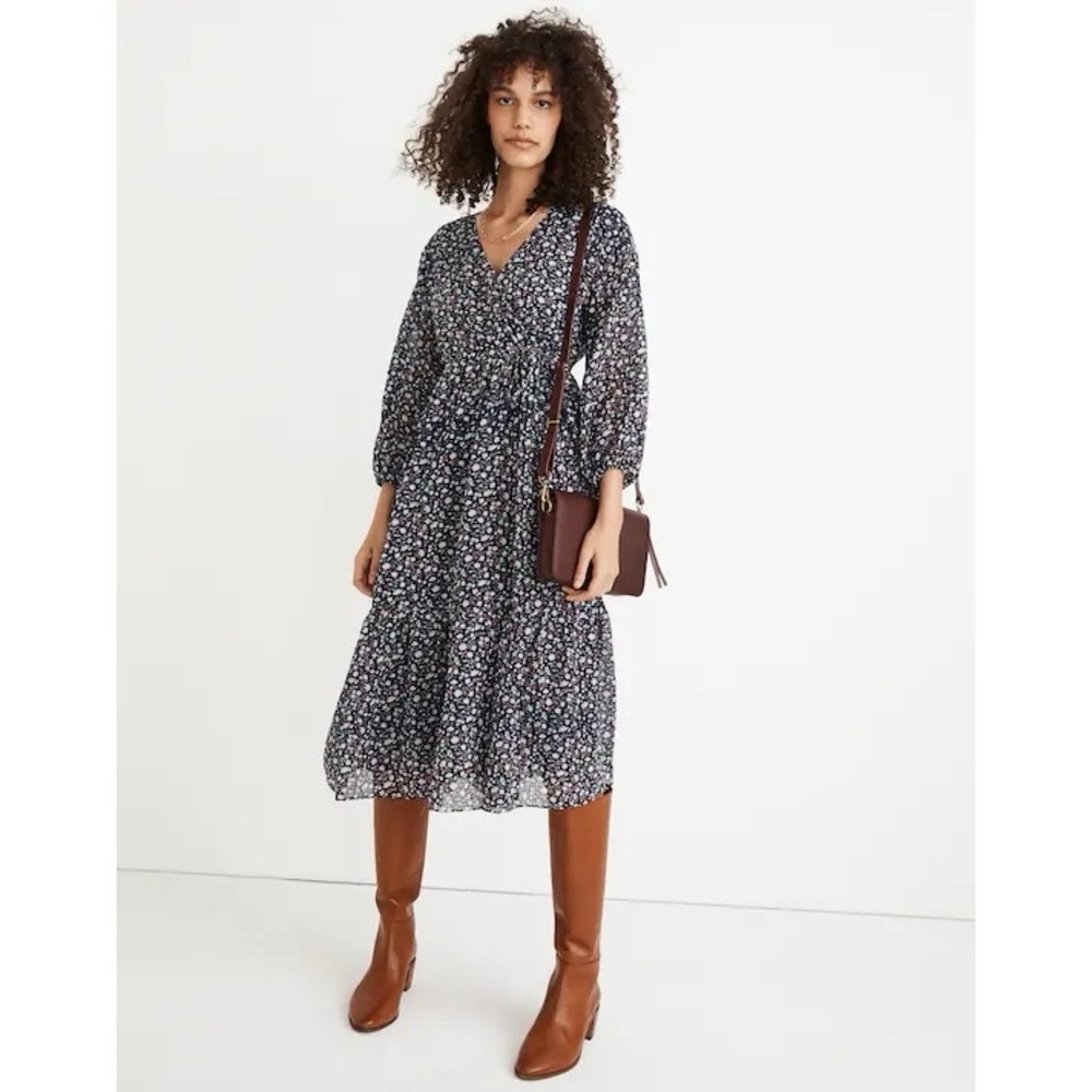 Madewell Tie-Waist Midi Dress in‎ Harvest Vine Size XS